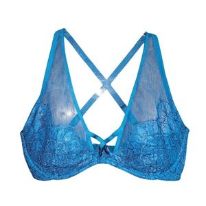 Victoria's Secret Blue Bralette 34D | Criss-Cross, Unlined, Sexy Support